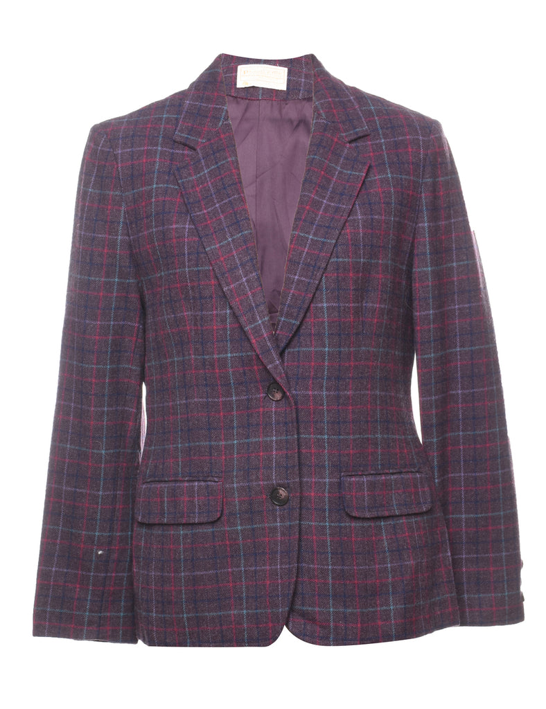 Pendleton Plum Checked Plum 1990s Wool Blazer - M