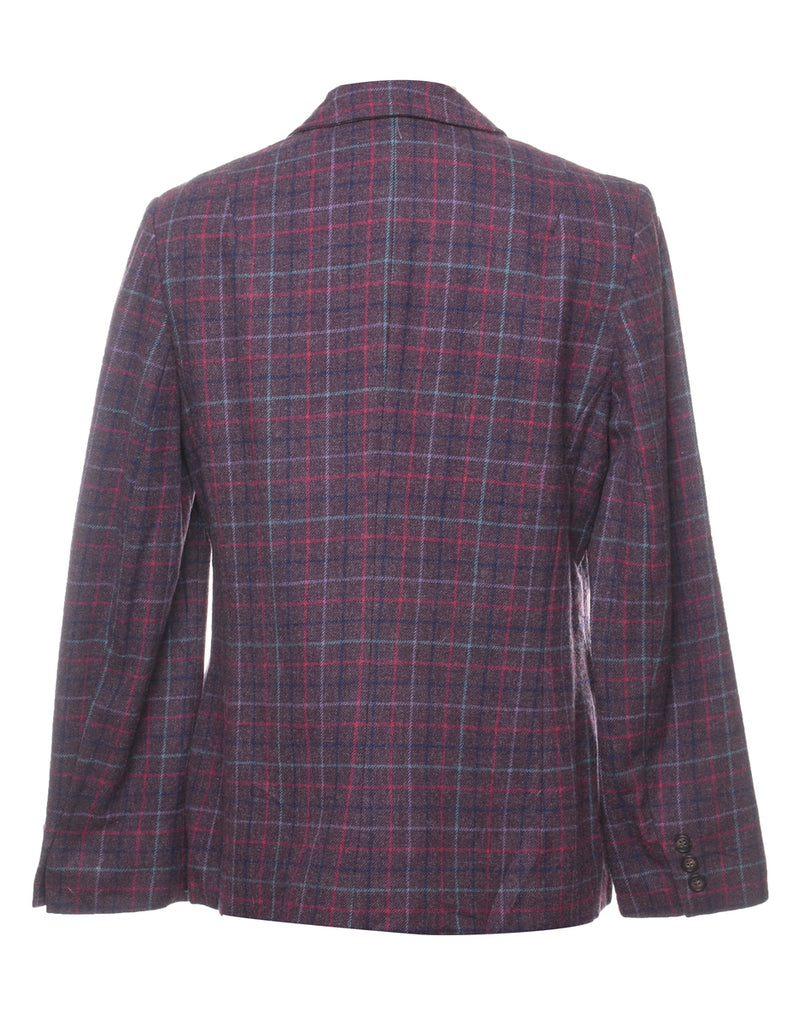 Pendleton Plum Checked Plum 1990s Wool Blazer - M