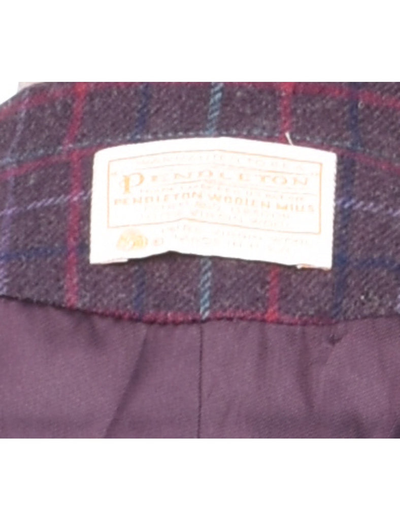 Pendleton Plum Checked Plum 1990s Wool Blazer - M