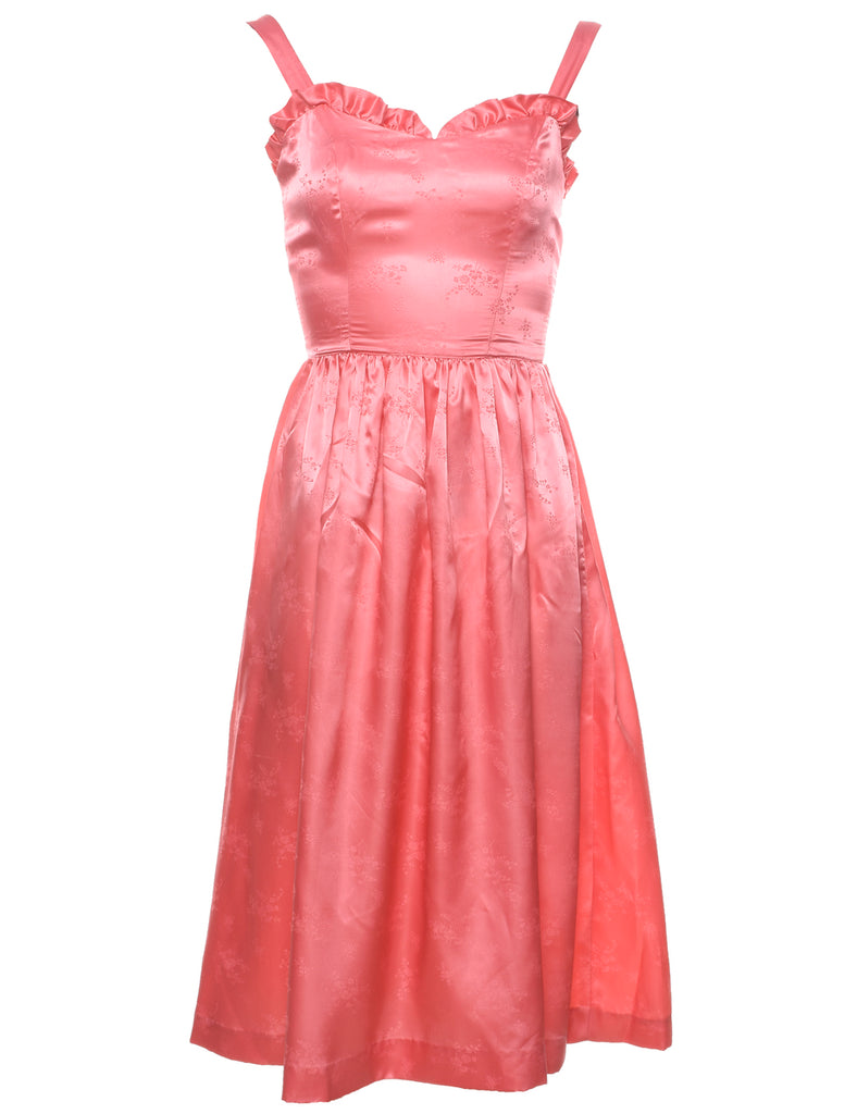 Pink 1980s Shiny Evening Dress - M