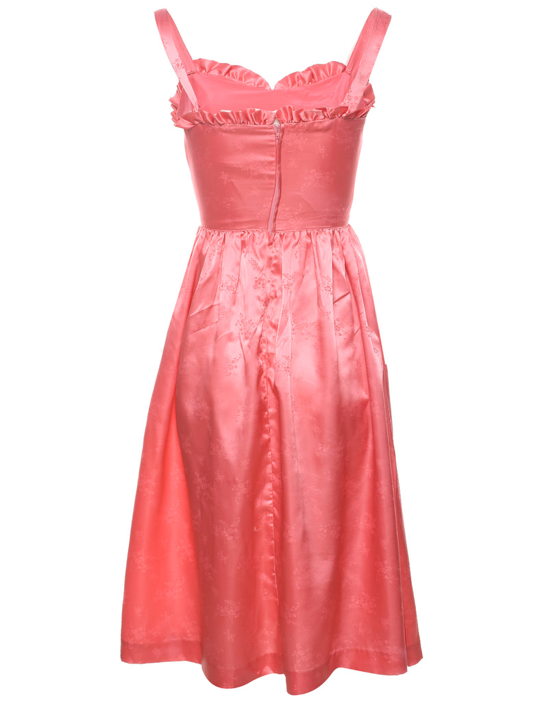 Pink 1980s Shiny Evening Dress - M