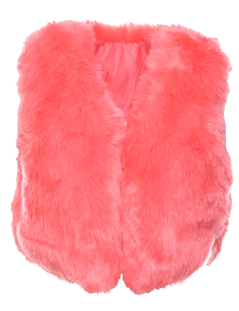 Pink Faux Fur Waistcoat - M