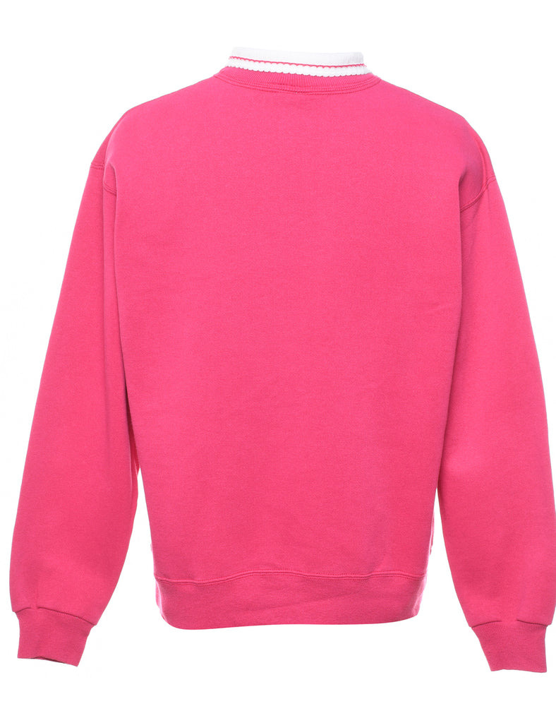 Pink Printed 1990s Bird Design Sweatshirt - L