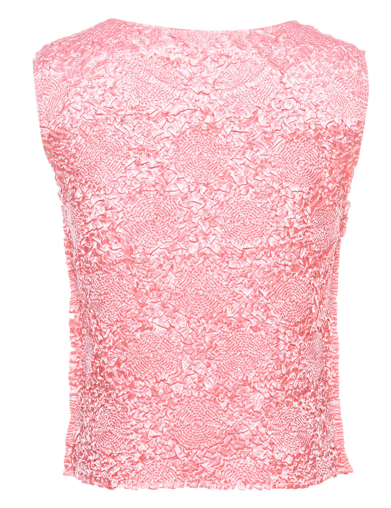 Pink Smocked Y2K Sequined Party Top - M