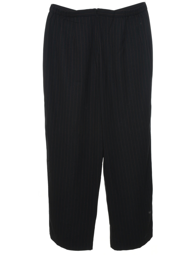 Pinstriped Black Casual Trousers - W32 L29