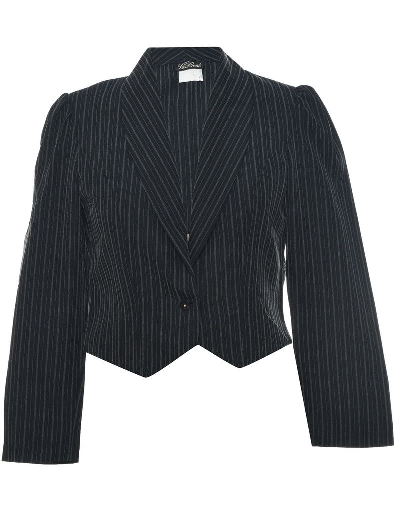 Pinstriped Black Jacket - L