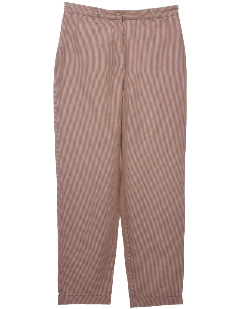 Pinstriped Light Brown Trousers - W31 L30