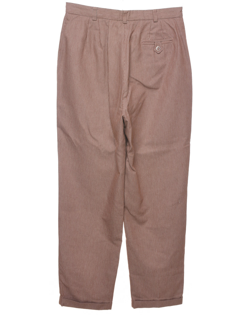 Pinstriped Light Brown Trousers - W31 L30