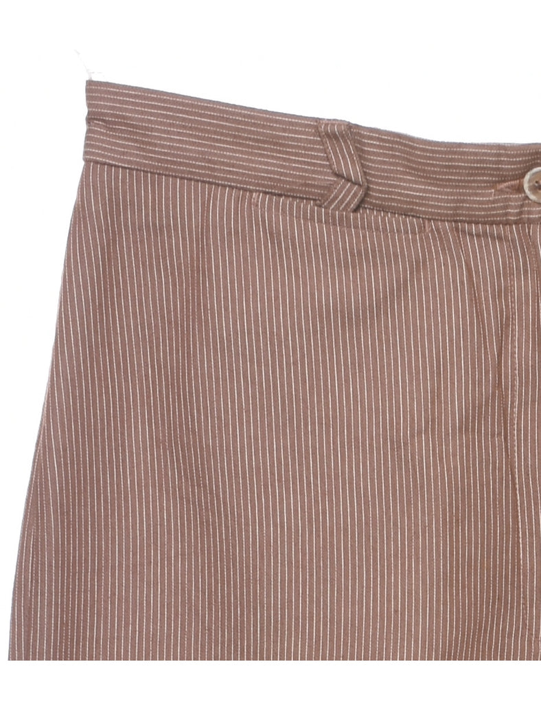 Pinstriped Light Brown Trousers - W31 L30