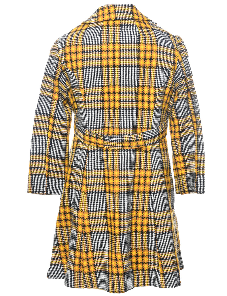 Plaid Wool Coat - L