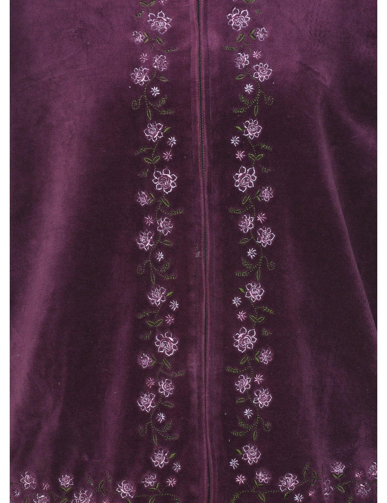 Plum Embroidered Sweatshirt - L