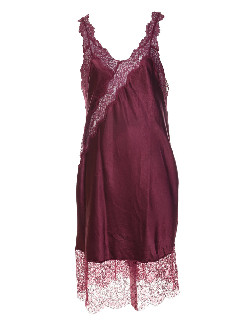 Plum Lace Trim Slip Dress - M