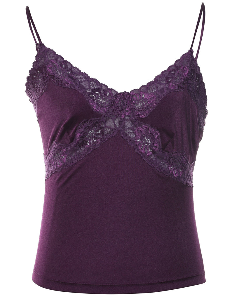 Plum Lace Trim Strappy Camisole - M