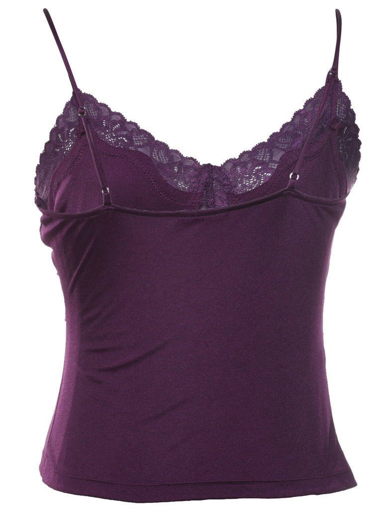 Plum Lace Trim Strappy Camisole - M