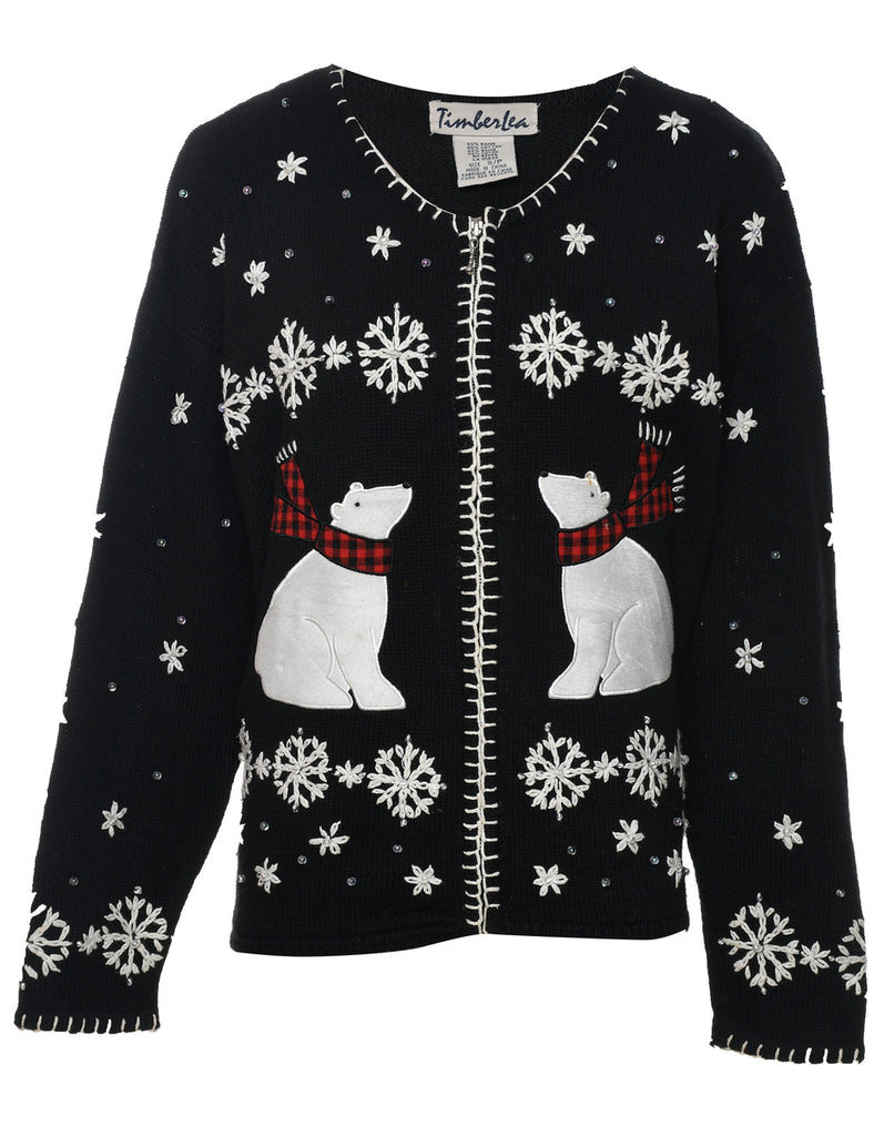 Polar Bear Design Christmas Cardigan - S