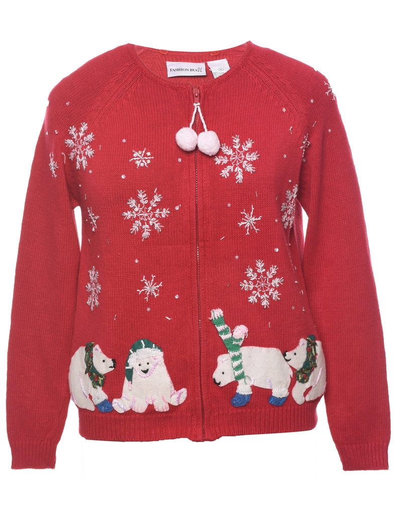 Polar Bear Design Christmas Cardigan - S