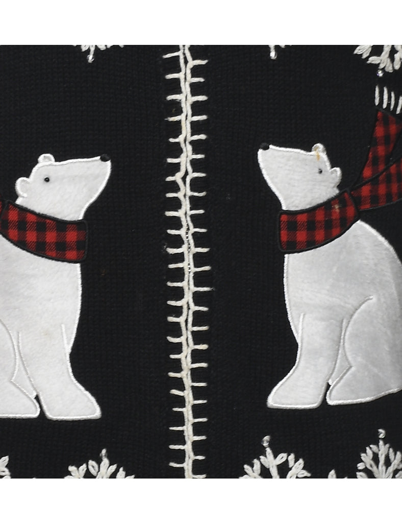 Polar Bear Design Christmas Cardigan - S