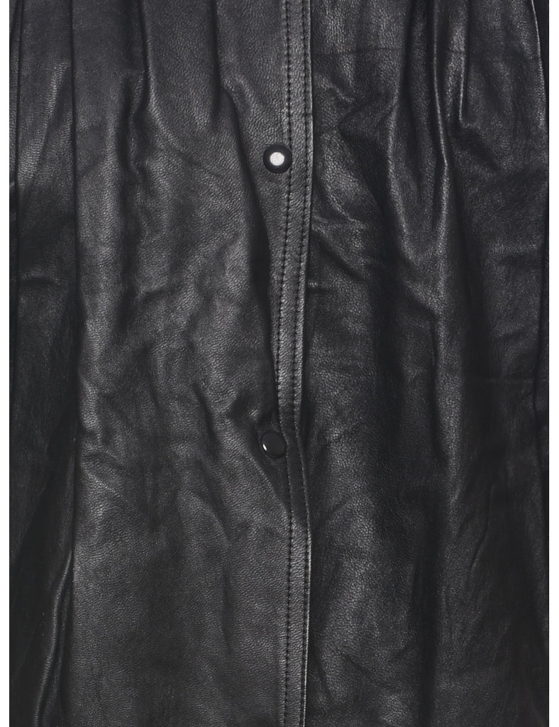 Popper Front Leather Jacket - L