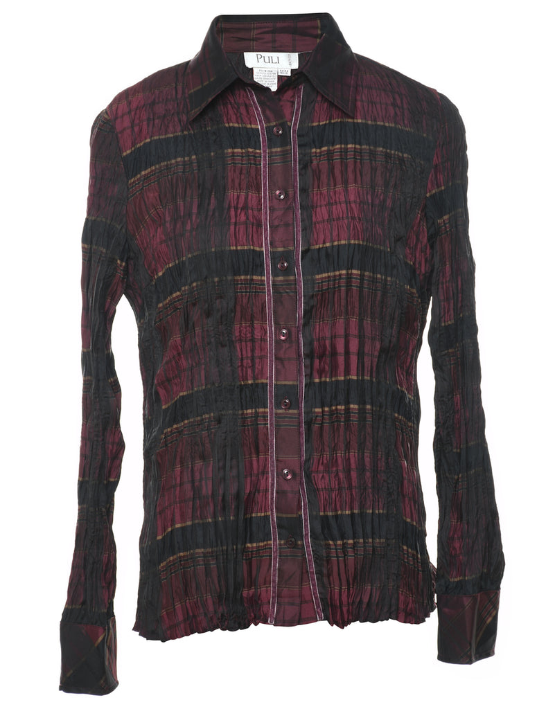 Puli Smocked Checked Pattern Shirt - M