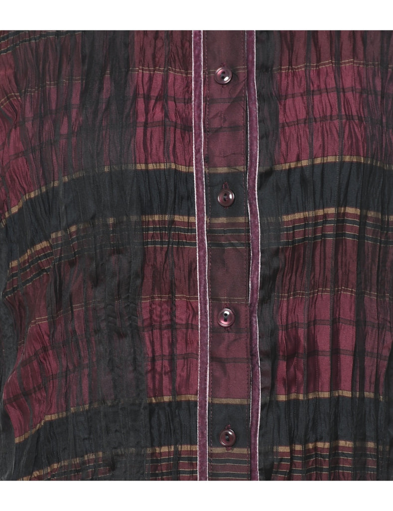 Puli Smocked Checked Pattern Shirt - M