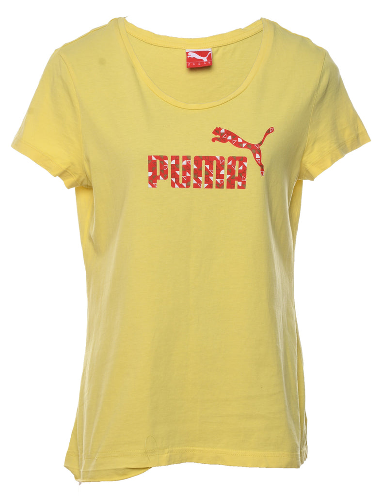 Puma Yellow Printed T-shirt - M