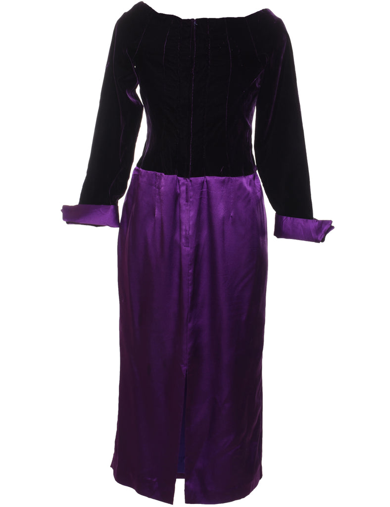 Purple & Black Contrast Evening Dress - M