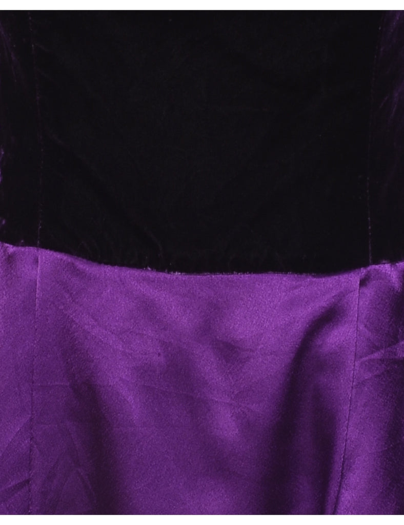 Purple & Black Contrast Evening Dress - M