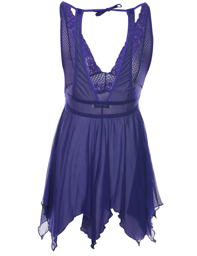 Purple Classic Sheer Lace Babydoll - XS