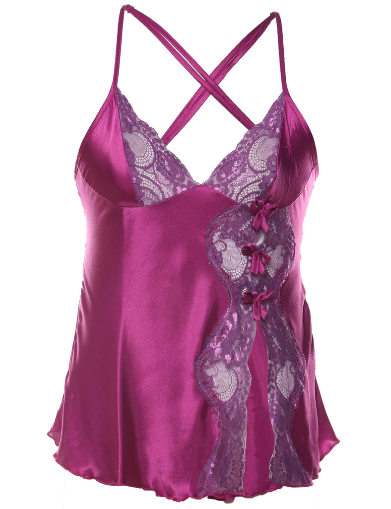 Purple Lace & Bow Detail Babydoll - S