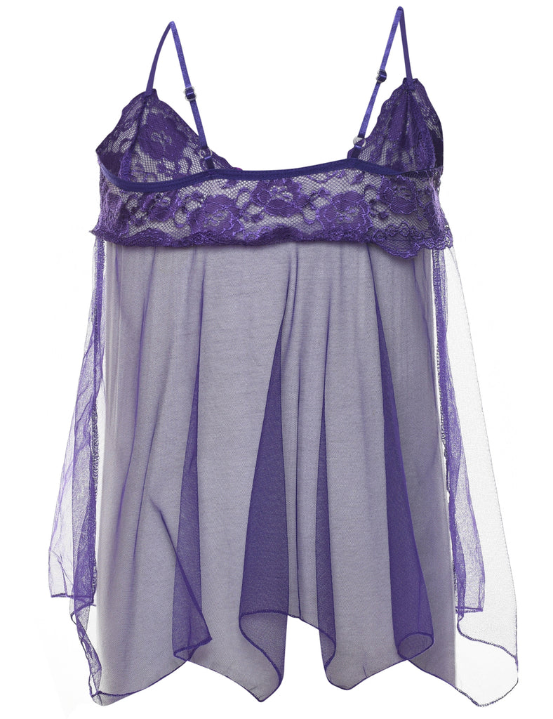 Purple Sheer & Lace Babydoll - M