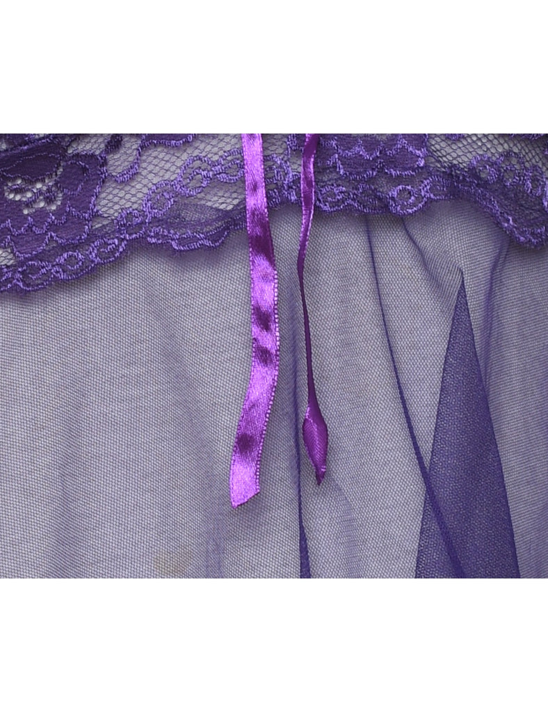 Purple Sheer & Lace Babydoll - M