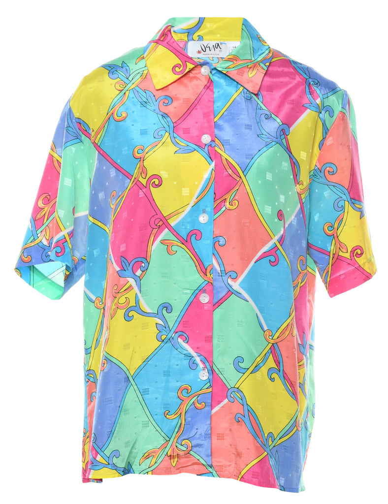 Rainbow Print Revere Front Shirt - XL