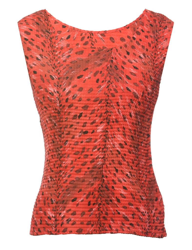 Red Animal Print Smocked Top - S