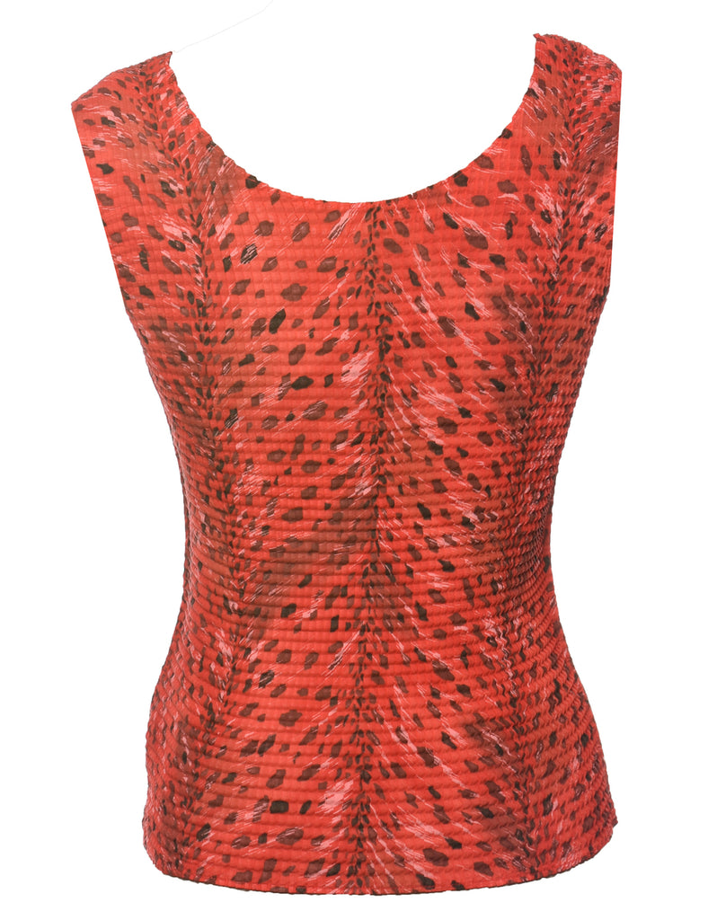 Red Animal Print Smocked Top - S