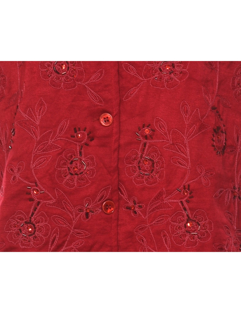 Red Beaded Waistcoat - L