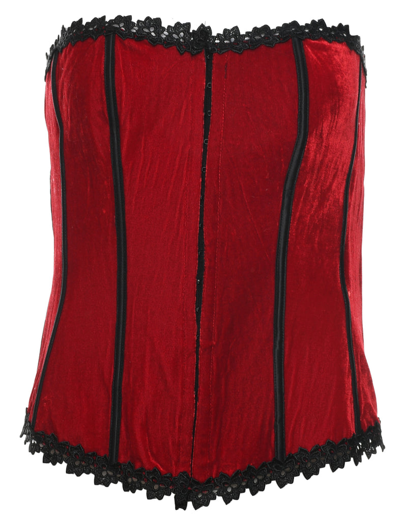 Red & Black 1990s Velvet Corset - L