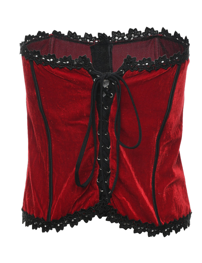 Red & Black 1990s Velvet Corset - L