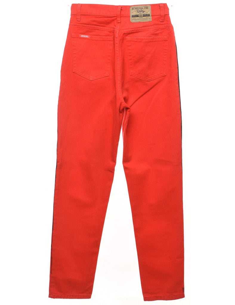 Red & Black Contrast Tapered Jeans - W27 L30