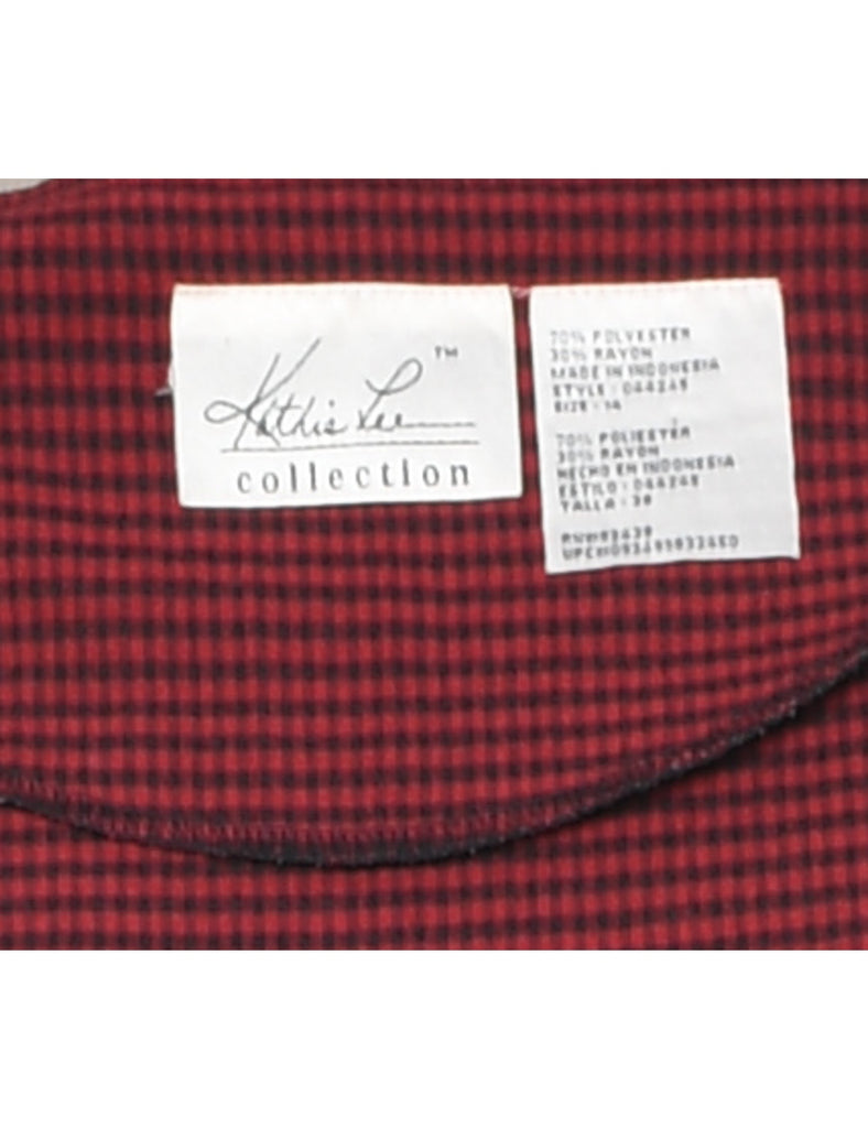 Red & Black Gingham Sleeveless Dress - L