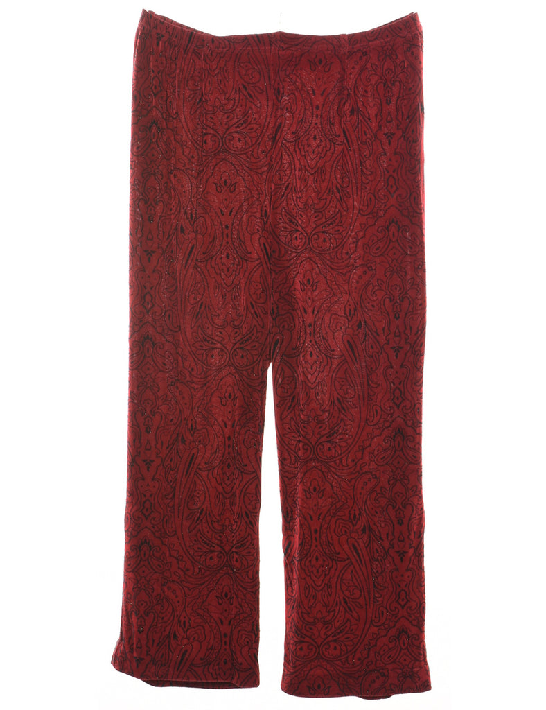 Red & Black Paisley Design Sparkly Trousers - W34 L25