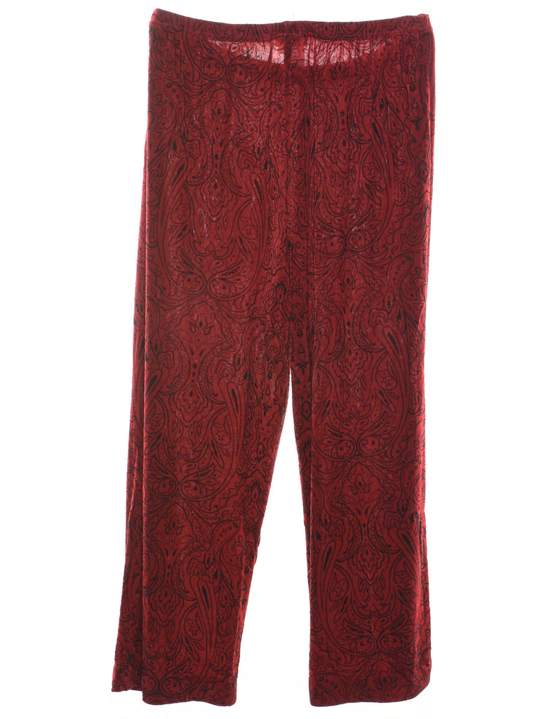 Red & Black Paisley Design Sparkly Trousers - W34 L25