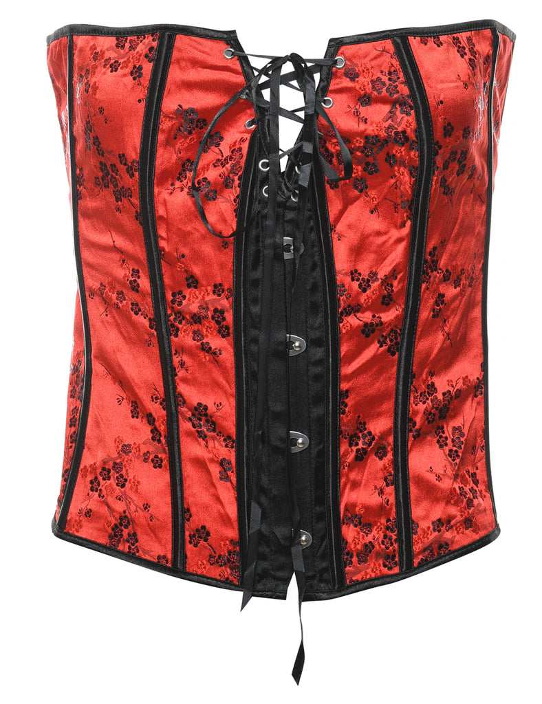 Red Brocade Pattern Corset - S