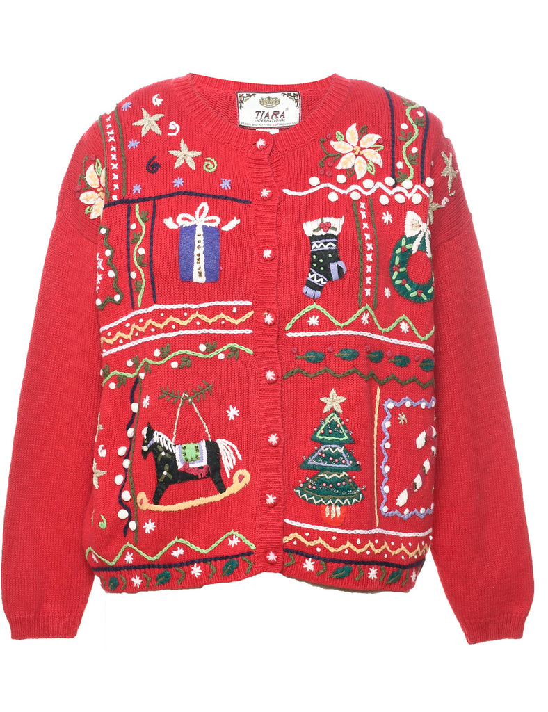 Red Christmas Cardigan - S