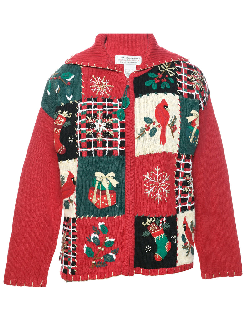 Red Christmas Cardigan - M