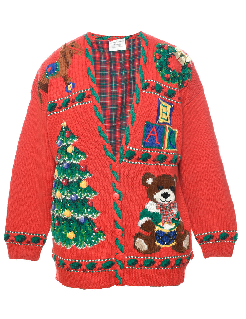 Red Christmas Cardigan - L