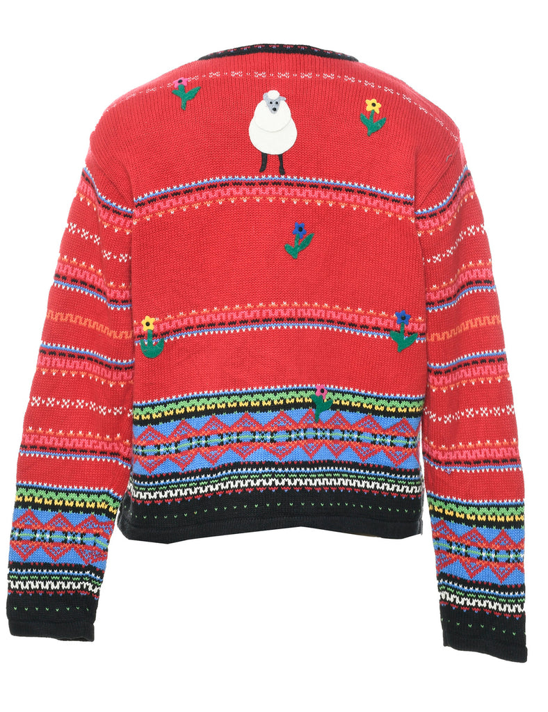 Red Christmas Cardigan - M