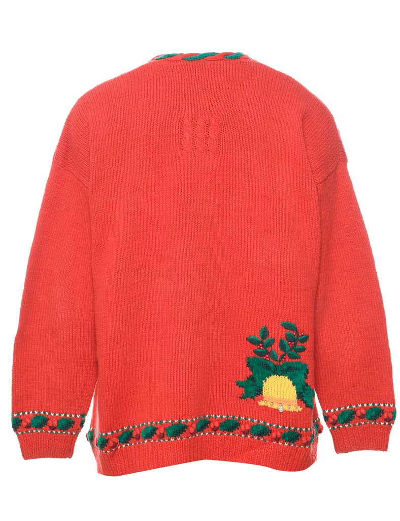 Red Christmas Cardigan - L