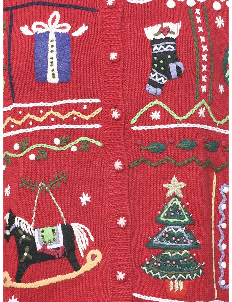 Red Christmas Cardigan - S