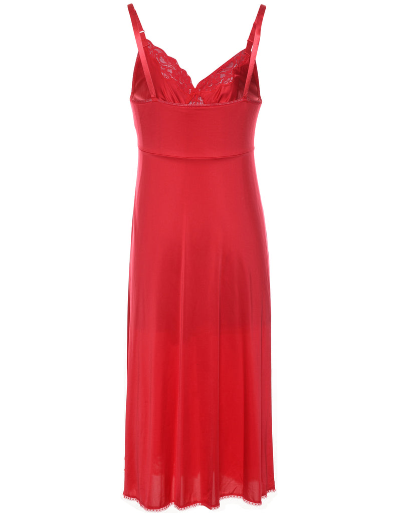 Red Classic Strappy Lace Trim Slip Dress - M