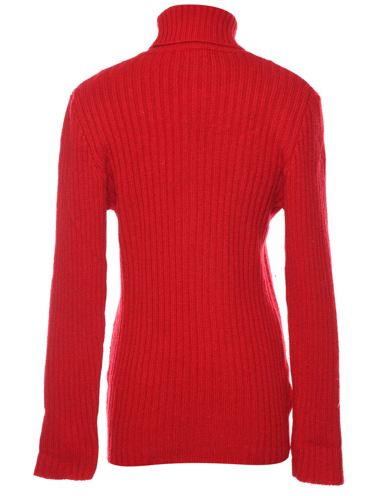 Red Polo Neck Jumper - L